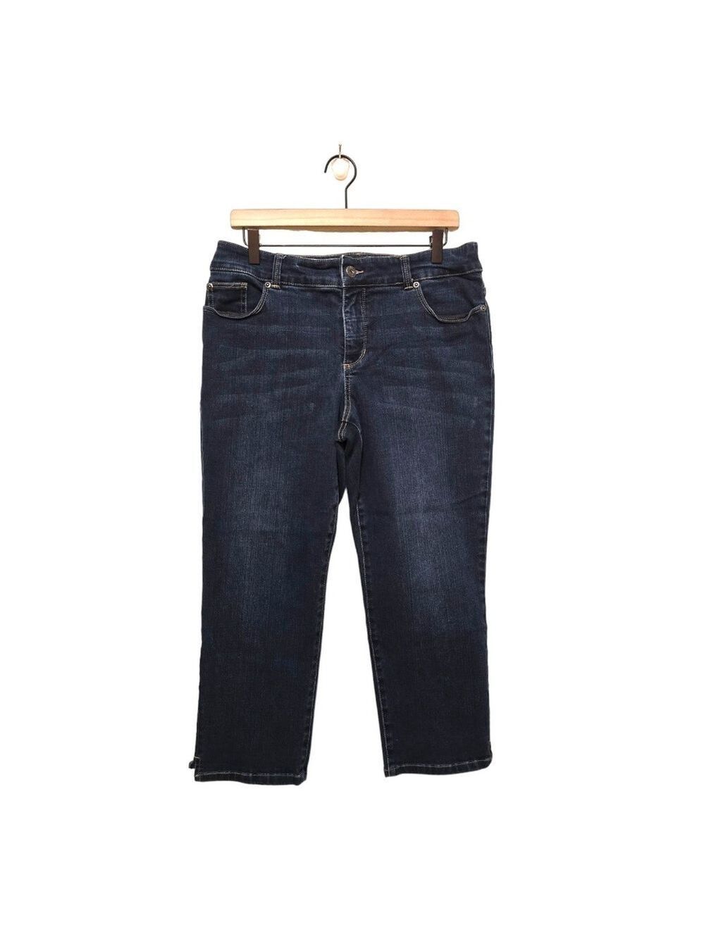 Chico's So Slimming Mid-Rise Stretch Denim Capris Sz 10 (1.5)